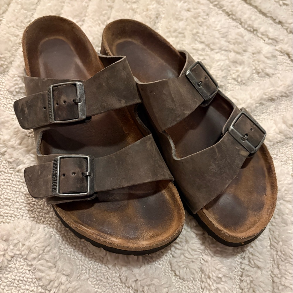 Birkenstock gray Leather Sandals